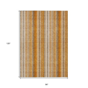 Homeroots 3' Blue Striped Washable Non-skid Area Rug - Stylish, Stain Resistant For Indoor Or Outdoor Use 8' X 10' Polyester 562071