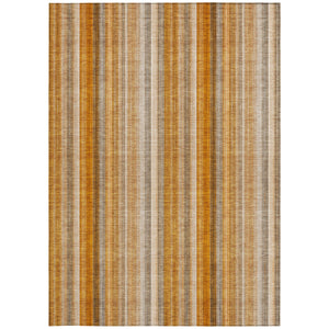 Homeroots 9' X 12' Orange Ivory And Gray Striped Washable Non Skid Indoor Outdoor Area Rug Paprika Polyester 562072