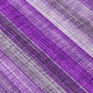 Homeroots 8' Runner Purple Striped Washable Non Skid Indoor Outdoor Runner Rug Purple Polyester 562075