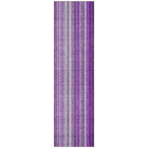Homeroots 8' Runner Purple Striped Washable Non Skid Indoor Outdoor Runner Rug Purple Polyester 562075