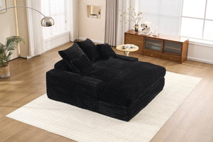English Elm 028dr-oversized Corduroy Chaise Lounge Sleeper Chair Xxl Seat for Studio Living Black W527S00007