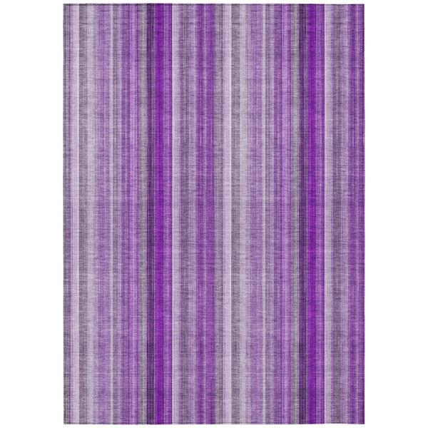 Homeroots 5' X 8' Purple Striped Washable Non Skid Indoor Outdoor Area Rug Purple Polyester 562078