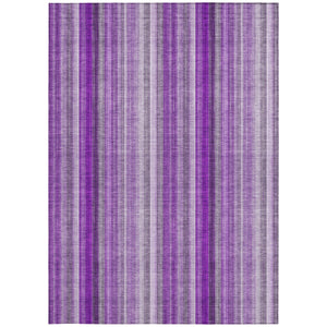 Homeroots 5' X 8' Purple Striped Washable Non Skid Indoor Outdoor Area Rug Purple Polyester 562078