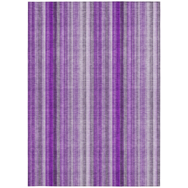Homeroots 5' X 8' Purple Striped Washable Non Skid Indoor Outdoor Area Rug Purple Polyester 562078