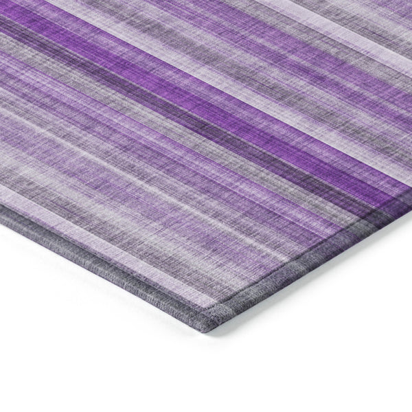 Homeroots 8' Round Purple Round Striped Washable Non Skid Indoor Outdoor Area Rug Purple Polyester 562079