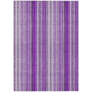 Homeroots 9' X 12' Purple Striped Washable Non Skid Indoor Outdoor Area Rug Purple Polyester 562081