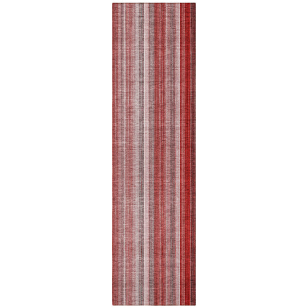 Homeroots 3' Blue Striped Washable Non-skid Area Rug - Stylish, Stain Resistant For Indoor Or Outdoor Use Red Polyester 562084