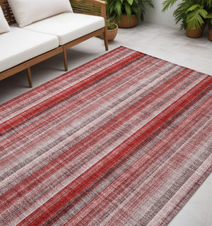 Homeroots 3' Blue Striped Washable Non-skid Area Rug - Stylish, Stain Resistant For Indoor Or Outdoor Use 5' X 8' Polyester 562087