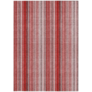 Homeroots 8' X 10' Gray Pink And Red Striped Washable Non Skid Indoor Outdoor Area Rug Red Polyester 562089