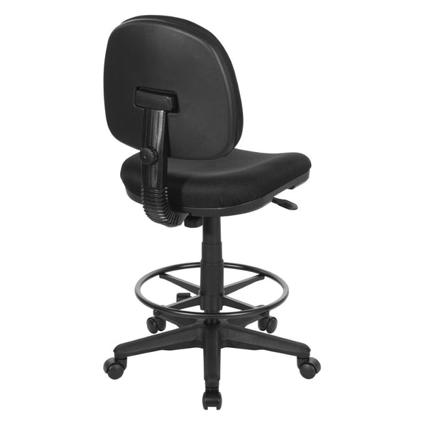 OSP Home Furnishings Drafting Chair and Stool Kit Ergonomic Fabric Seat with Lumbar Support for Standing Desks Black DC630-231