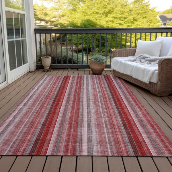 Homeroots 3' Blue Striped Washable Non-skid Area Rug - Stylish, Stain Resistant For Indoor Or Outdoor Use 9' X 12' Polyester 562090