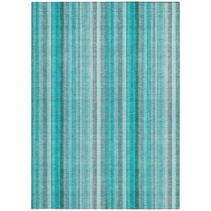 Homeroots 3' Blue Striped Washable Non-skid Area Rug - Stylish, Stain Resistant For Indoor Or Outdoor Use 5' X 8' Polyester 562096