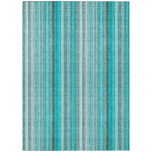 HomeRoots 5' Blue Striped Indoor Outdoor Area Rug - Durable, Washable, Non-Skid Design Perfect for Any Space 5' X 8' 562096