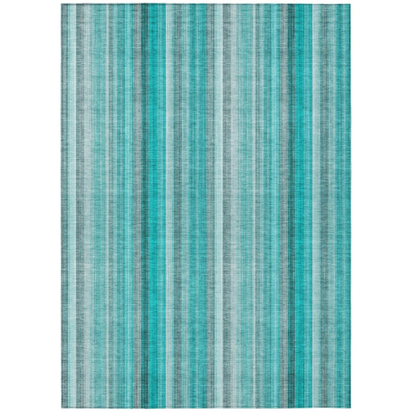 HomeRoots 5' Blue Striped Indoor Outdoor Area Rug - Durable, Washable, Non-Skid Design Perfect for Any Space 5' X 8' 562096