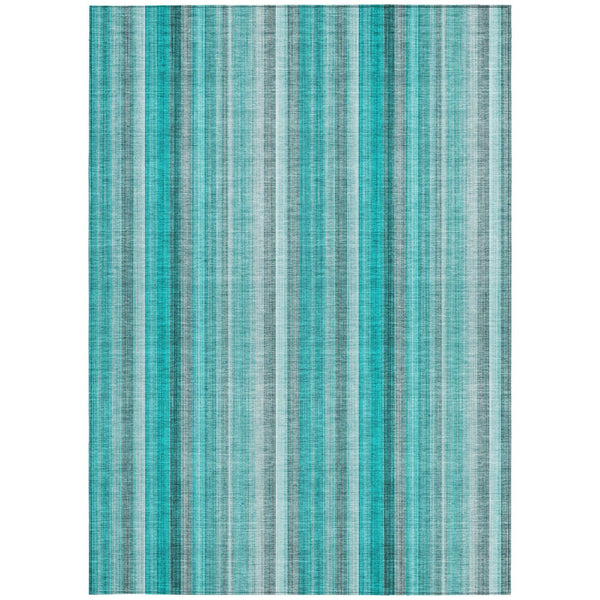 Homeroots 3' Blue Striped Washable Non-skid Area Rug - Stylish, Stain Resistant For Indoor Or Outdoor Use 5' X 8' Polyester 562096