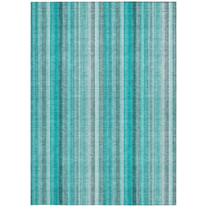 HomeRoots 5' Blue Striped Indoor Outdoor Area Rug - Durable, Washable, Non-Skid Design Perfect for Any Space 9' X 12' 562099