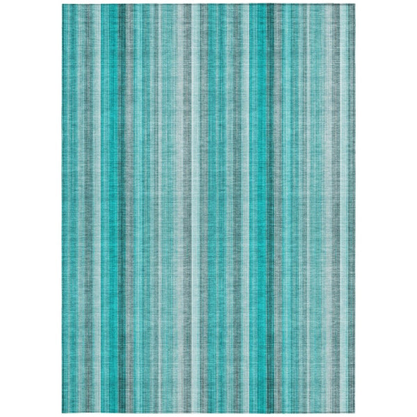 HomeRoots 5' Blue Striped Indoor Outdoor Area Rug - Durable, Washable, Non-Skid Design Perfect for Any Space 9' X 12' 562099