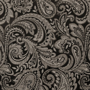 JLA Home Madison Park - Jacquard Aubrey Curtain Panels with Paisley Motif, Faux Silk Piecing, Gold Piping, OEKO-TEX Certified Elegance Black MP40-693