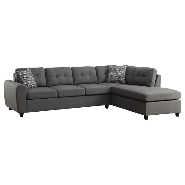 English Elm Balta Modern Grey Button-Tufted Sectional Sofa with Removable Cushions, Reversible Layout, Sleek Comfort B062S01151