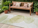 Homeroots 2' X 8' Green And Ivory Abstract Washable Non Skid Indoor Outdoor Runner Rug Green Polyester 562102