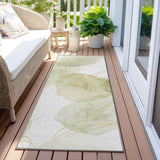 Homeroots 2' X 8' Green And Ivory Abstract Washable Non Skid Indoor Outdoor Runner Rug Green Polyester 562102