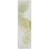 Homeroots 2' X 8' Green And Ivory Abstract Washable Non Skid Indoor Outdoor Runner Rug Green Polyester 562102