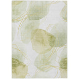 Homeroots 3' X 5' Green And Ivory Abstract Washable Non Skid Indoor Outdoor Area Rug Green Polyester 562104