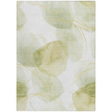 Homeroots 3' X 5' Green And Ivory Abstract Washable Non Skid Indoor Outdoor Area Rug Green Polyester 562104