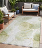 Homeroots 5' X 8' Green And Ivory Abstract Washable Non Skid Indoor Outdoor Area Rug Green Polyester 562105