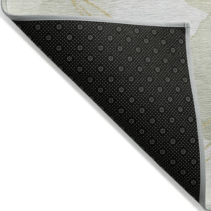 HomeRoots 5' Green and Ivory Abstract Washable Area Rug - Durable Non-Skid Design for Indoor & Outdoor Spaces 8' X 10' 562107
