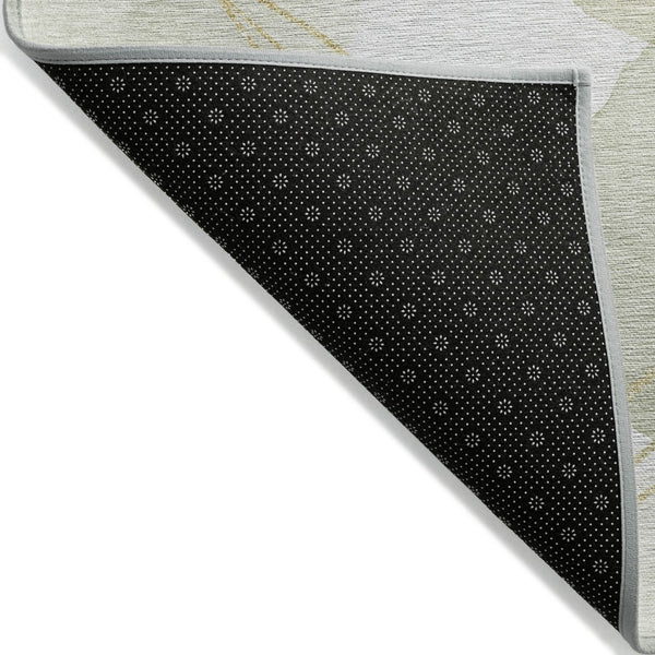 HomeRoots 5' Green and Ivory Abstract Washable Area Rug - Durable Non-Skid Design for Indoor & Outdoor Spaces 8' X 10' 562107