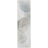 Homeroots 8' Runner Ivory Blue And Gray Abstract Washable Non Skid Indoor Outdoor Runner Rug Ivory Polyester 562111