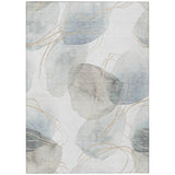 Homeroots 3' X 5' Ivory Blue And Gray Abstract Washable Non Skid Indoor Outdoor Area Rug Ivory Polyester 562113