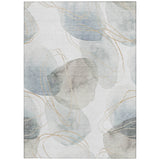 Homeroots 3' X 5' Ivory Blue And Gray Abstract Washable Non Skid Indoor Outdoor Area Rug Ivory Polyester 562113