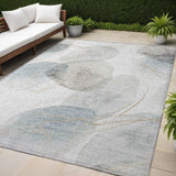 Homeroots 5' X 8' Ivory Blue And Gray Abstract Washable Non Skid Indoor Outdoor Area Rug Ivory Polyester 562114