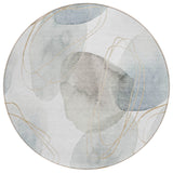 Homeroots 8' Round Ivory Blue And Gray Round Abstract Washable Non Skid Indoor Outdoor Area Rug Ivory Polyester 562115