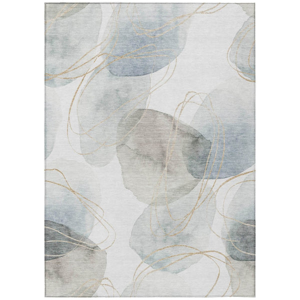 HomeRoots 5' Green and Ivory Abstract Washable Area Rug - Durable Non-Skid Design for Indoor & Outdoor Spaces 8' X 10' 562116