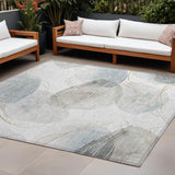 Homeroots 9' X 12' Ivory Blue And Gray Abstract Washable Non Skid Indoor Outdoor Area Rug Ivory Polyester 562117