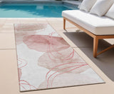 Homeroots 8' Runner Merlot And Ivory Abstract Washable Non Skid Indoor Outdoor Runner Rug Merlot Polyester 562120