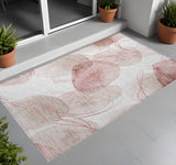 Homeroots 3' X 5' Merlot And Ivory Abstract Washable Non Skid Indoor Outdoor Area Rug Merlot Polyester 562122