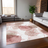 Homeroots 3' X 5' Merlot And Ivory Abstract Washable Non Skid Indoor Outdoor Area Rug Merlot Polyester 562122