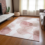 Homeroots 3' X 5' Merlot And Ivory Abstract Washable Non Skid Indoor Outdoor Area Rug Merlot Polyester 562122