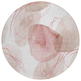 Homeroots 8' Round Merlot And Ivory Round Abstract Washable Non Skid Indoor Outdoor Area Rug Merlot Polyester 562124