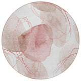 Homeroots 8' Round Merlot And Ivory Round Abstract Washable Non Skid Indoor Outdoor Area Rug Merlot Polyester 562124