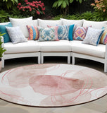 Homeroots 8' Round Merlot And Ivory Round Abstract Washable Non Skid Indoor Outdoor Area Rug Merlot Polyester 562124