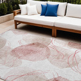 Homeroots 8' X 10' Merlot And Ivory Abstract Washable Non Skid Indoor Outdoor Area Rug Merlot Polyester 562125