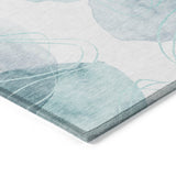 Homeroots 8' Runner Teal And Ivory Abstract Washable Non Skid Indoor Outdoor Runner Rug Teal Polyester 562129