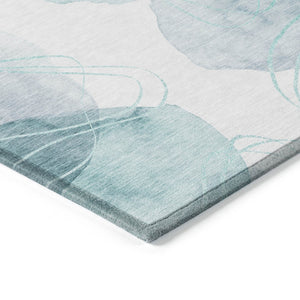 HomeRoots 5' Green and Ivory Abstract Washable Area Rug - Durable Non-Skid Design for Indoor & Outdoor Spaces 5' X 8' 562132