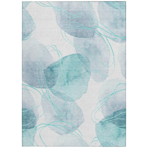 HomeRoots 5' Green and Ivory Abstract Washable Area Rug - Durable Non-Skid Design for Indoor & Outdoor Spaces 10' X 14' 562136