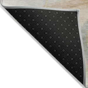 HomeRoots 5' Beige and Green Abstract Area Rug - Stylish, Durable, Washable Design for Indoor and Outdoor Use 9' X 12' 562144